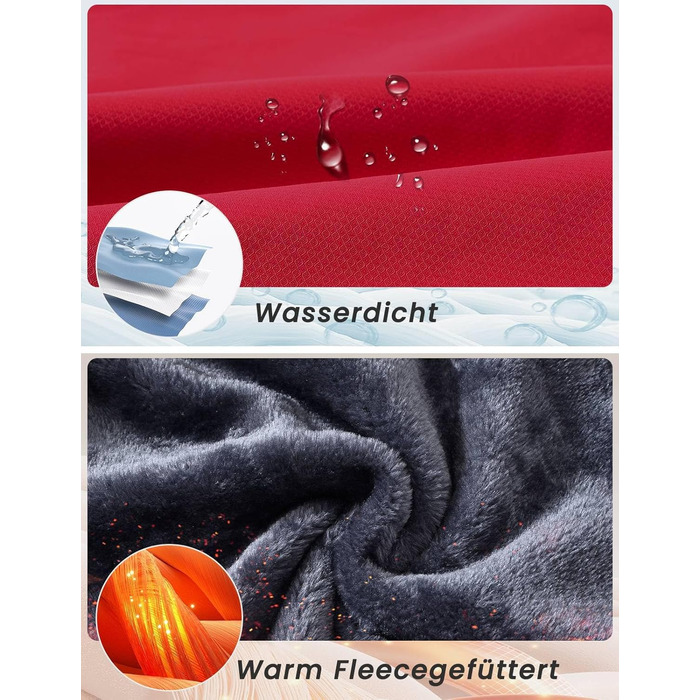 Зимова куртка Rdruko для жінок: водонепроникна, флісова, для сноуборду та гірських походів, яскраво-червона, розмір L