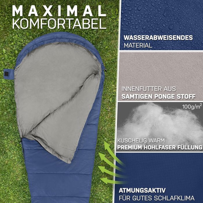 Спальний мішок 3 сезони та літній ультралегкий [750г/1500г] | Намету мішковидний спальний мішок | компактний | для кемпінгу, подорожей, гірських походів | літній спальний мішок блакитний 750г