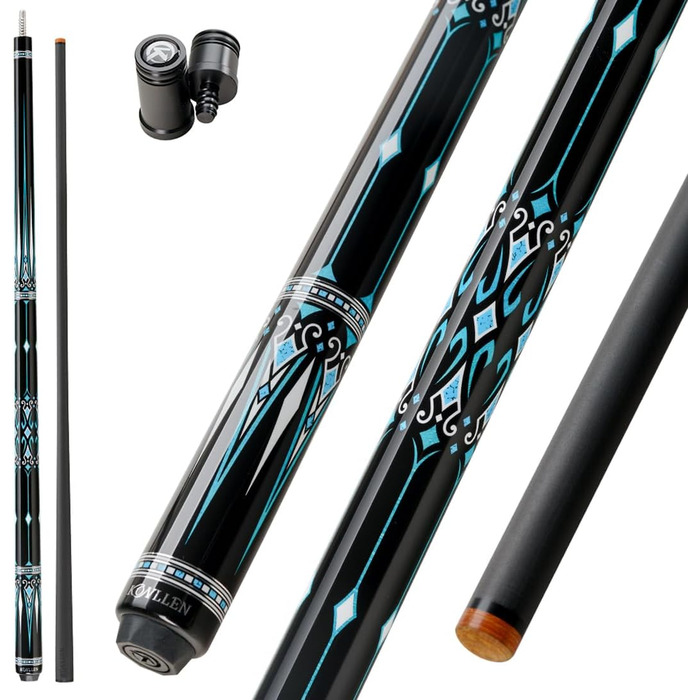 KONLLEN Billardqueue з карбону, 58 дюймів, професійний биль для більярду для дорослих, повна карбонова технологія, мінімальне відхилення, биль з наконечником 12,5 мм (Pro Taper, ультрагладкий) (KL-15WBF)