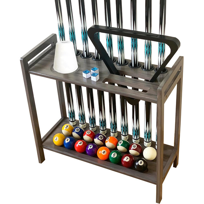 Підставка для київ для більярду на підлозі на 8 київ та аксесуари, дерев'яна підставка для київ, кутова підставка з гачками та лічильником очок