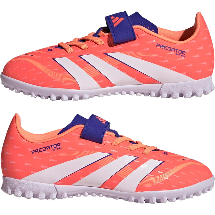 Дитячі футбольні бутси adidas Predator Club Turf для штучного поля, унісекс, розмір 21.5 см, колір: кораловий/білий/оранжевий