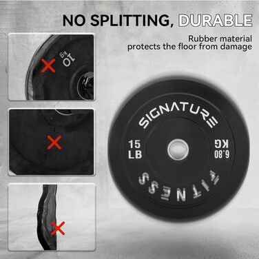 Олімпійські диски для штанги Signature Fitness 5.1 см зі сталевою втулкою, комплект 22,7 кг (2×4,5 кг, 2×6,8 кг)