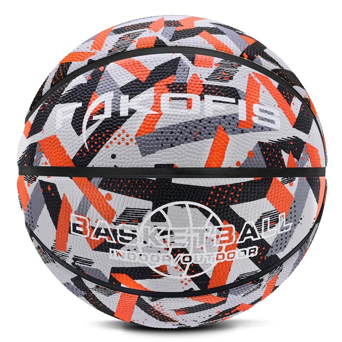 Баскетбольні м'ячі FAKOFIS: розміри 3, 5, 7, для вулиці та залу, тренування та гра, сірі та помаранчеві