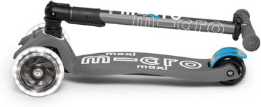 Дитячий самокат Micro Kickboard Maxi Deluxe, складаний, 3 колеса, LED підсвітка, швейцарський дизайн, для дітей 5-12 років, сірий