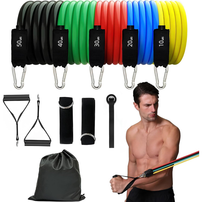 Набір фітнес-резинок Resistance Bands, 5 еластичних стрічок для домашніх тренувань, універсальні гумові еспандери для спорту
