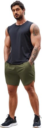 Чоловічі спортивні шорти Coofandy (2 шт.): бордовий/чорний та хакі/чорний (S)