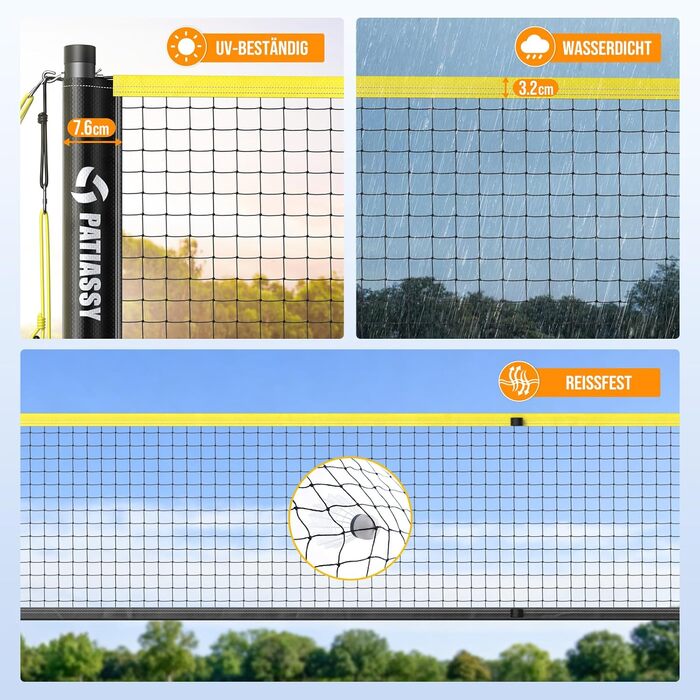 Мобільний волейбольний сет для бадмінтону, регульований, 4 ширини, з сумкою, для залу та вулиці