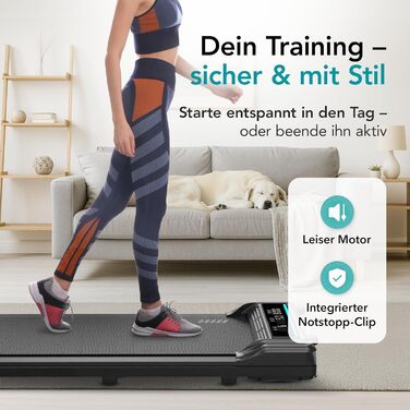 Біговий тренажер TiBa для дому - Walking Pad з нахилом [3 рівня, до 6%] - біговий килимок [макс. 100 кг, макс. 6 км/год] - ідеально підходить для столу, офісу або вітальні [125x55 см]