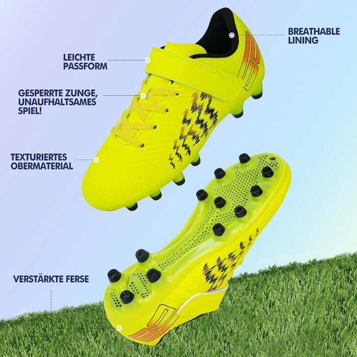 Дитячі футбольні бутси JABASIC для гри на твердих поверхнях, розмір 37 EU, колір лайм