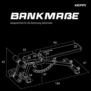 Регульована лава для тренувань Keppi Bench1000 Pro, 600 кг, для дому, штанги та силові вправи