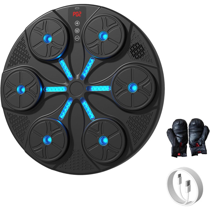 Музична боксерська машина Kamanan зі світлодіодами, Bluetooth, для дітей та дорослих, чорна