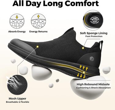 Жіночі кросівки FitVille V3: зручні, дихаючі, широкі (38 EU) для ходьби, фітнесу, занять спортом та активного відпочинку. Чорний колір