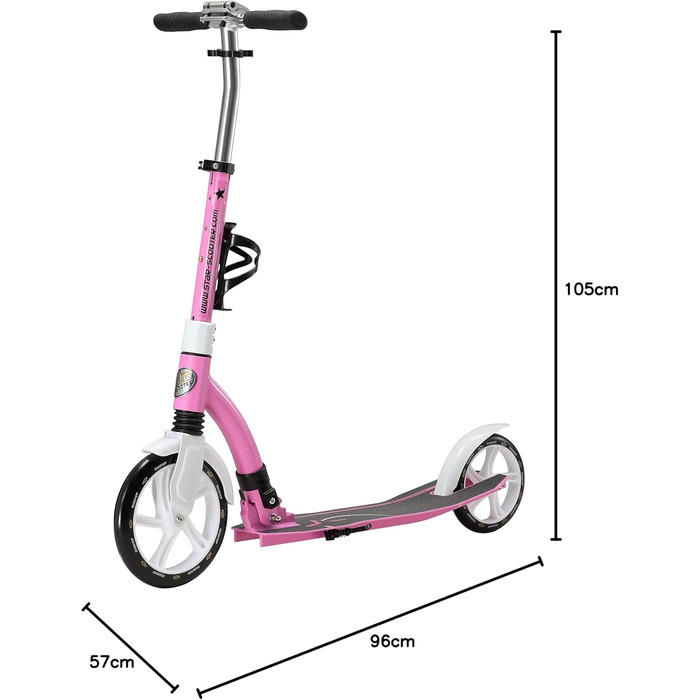 Самокат дитячий та дорослий STAR SCOOTER алюмінієвий, рожевий, колеса 230мм