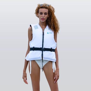 Спасальний жилет Leader International для дорослих, плавальна жилетка з піни, білий, XL (90кг+)