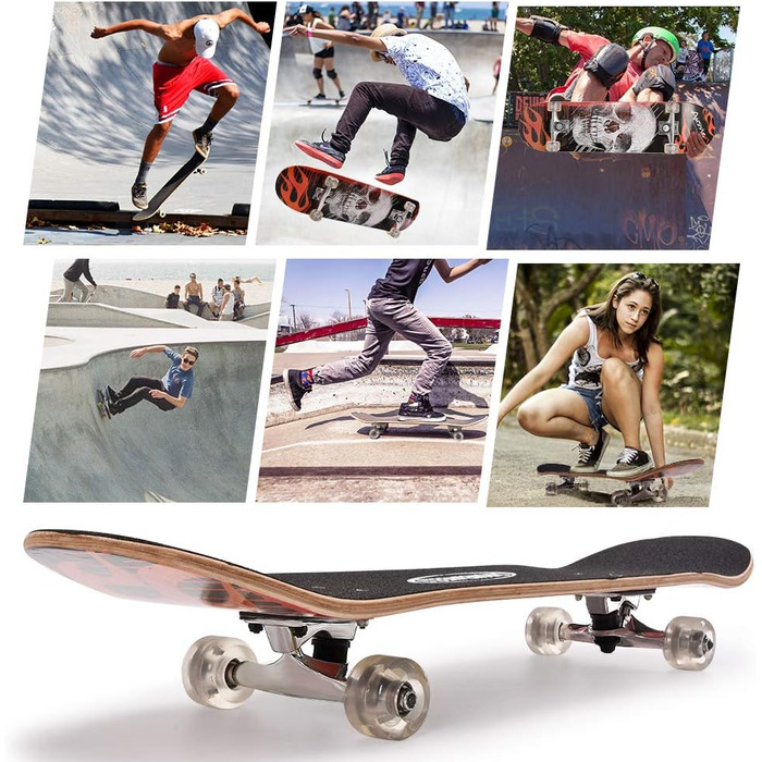 Скейтборд ChromeWheels 31 дюйм Double Kick Cruiser Longboard для дітей та початківців, 8 шарів клена, білий