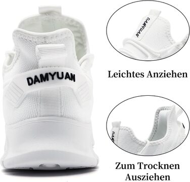 Чоловічі кросівки для бігу, спортивні, повсякденні: легкі, дихаючі, для тенісу, фітнесу, піших прогулянок. Slip-On (43 EU, B White)