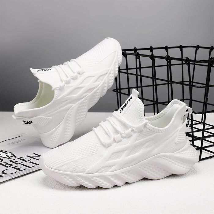 Чоловічі спортивні кросівки для бігу, тенісу, тренувань та повсякденного носіння (46 EU, білий)