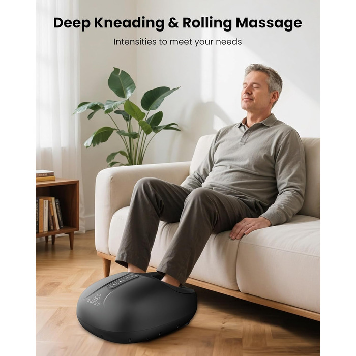 Масажер для ніг Shiatsu з підігрівом COMFIER - для діабету, п'яткової шпори, офісу. Розмір до 46.