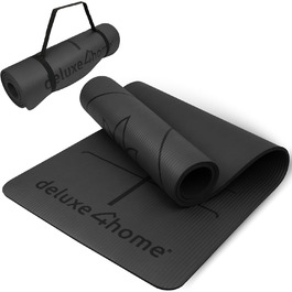 Йога мат для занять спортом | Deluxe4Home® - неслизька фітнес-мат з ручкою для перенесення | для йоги та пілатесу | чорна тренувальна мат з розміткою