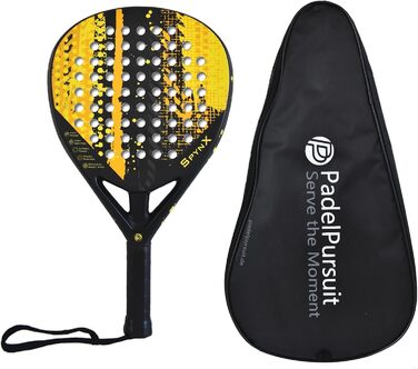 Плекачка для падел-тенісу PadelPursuit SpynX з 100% карбону, спеціальне покриття для кращого обертання, ракетка для чоловіків та жінок - 360г, легка та довговічна, чохол у подарунок