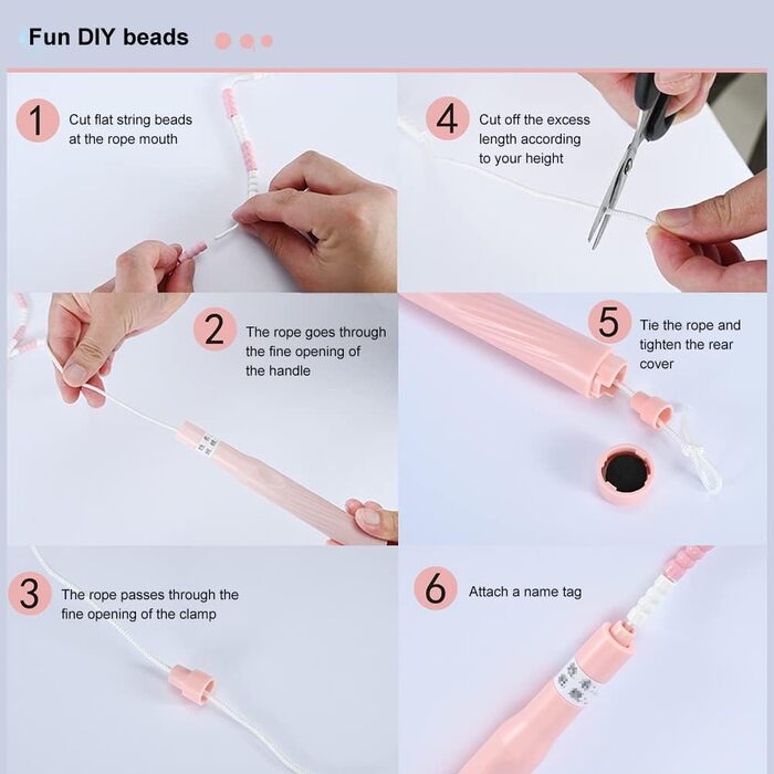 Скакалка Alomejor з м'яких намистин, регульована довжина, для дітей та дорослих, рожева, фітнес