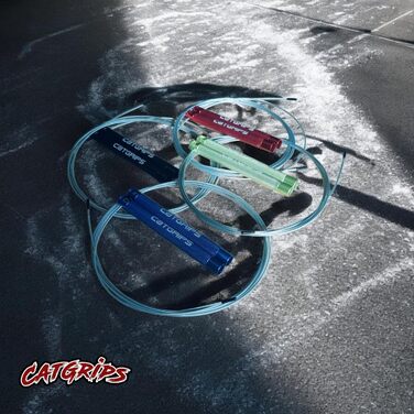 Стрибкове канат Crossfit CATGRIPS Springseil – Алюмінієва ручка, регульоване сталеве канат з підшипниками, легке професійне сеанс для залу та боксу, з сумкою та запасними частинами (Чорний)