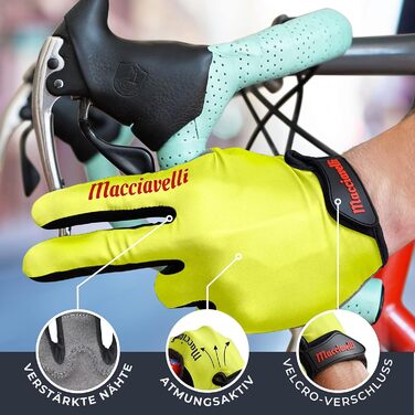 Велосипедні рукавички MACCIAVELLI - унісекс, для MTB, з сенсорним екраном, жовті, розмір L