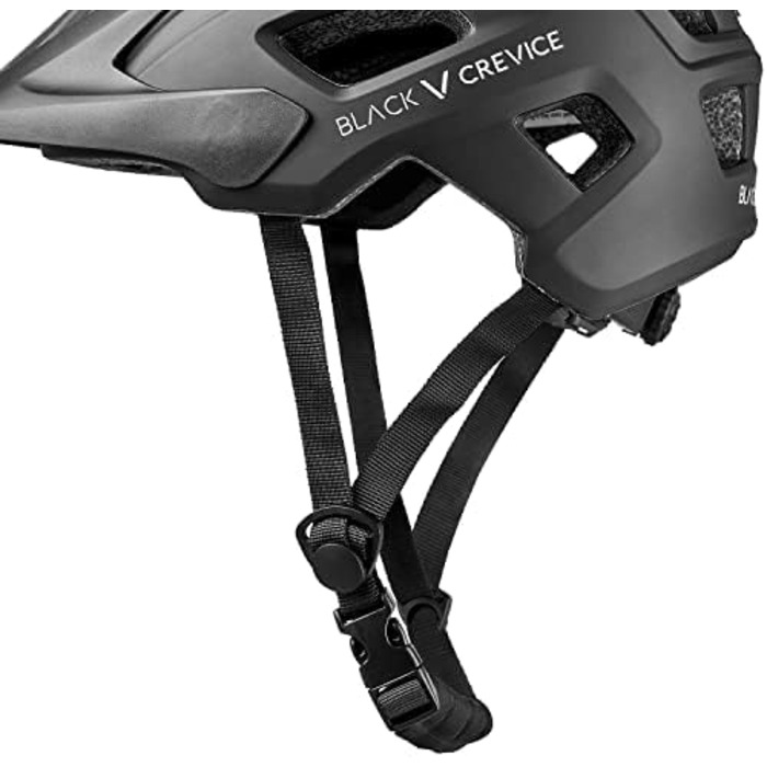 Велосипедний шолом Black Crevice MTB Enduro з LED підсвіткою, розмір S/M 54-58 см, чорний