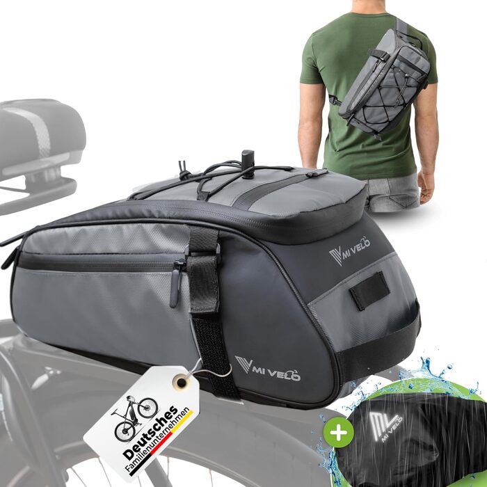 Велосумка MIVELO для багажника, ізотермічна, водовідштовхувальна, 10 л, сіра
