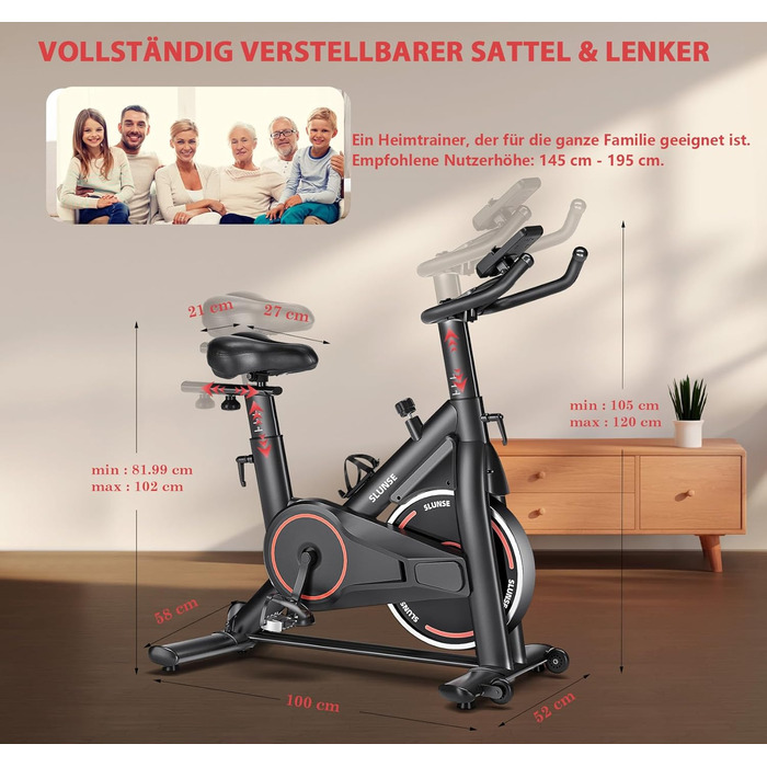 Велотренажер для дому з LCD-монітором, тихий ергометр spinning bike, фітнес-велосипед до 160 кг, для кардіотренувань