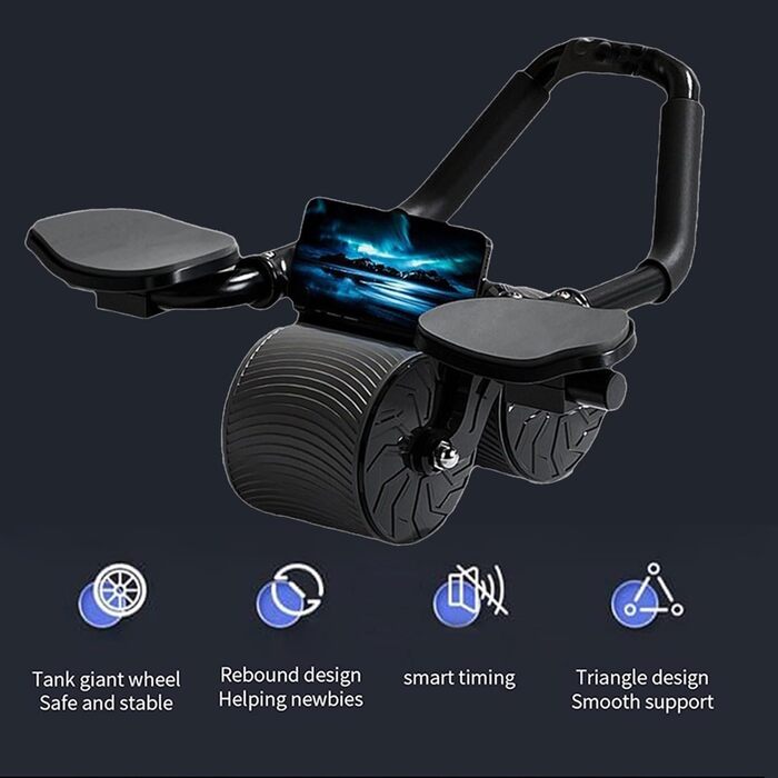 Ролик для пресу з килимком для колін та таймером, автоматичний ролик для пресу для тренування кора, тренажер для пресу з підставкою для ліктів для фітнесу, силових тренувань, домашніх тренувань з таймером