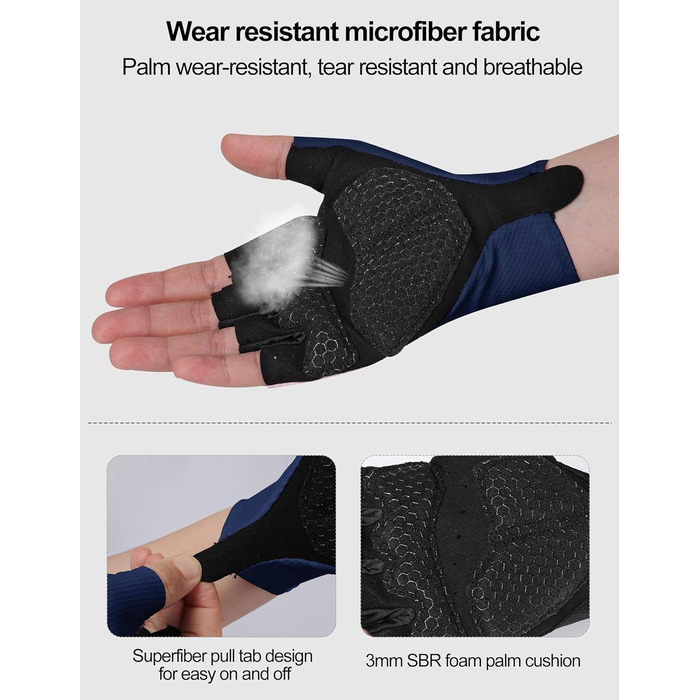 Велосипедні рукавички INBIKE для чоловіків Habfinger, літні, ударостійкі, дихаючі, світловідбиваючі, IHC220, Зелені (XXL, Синій)