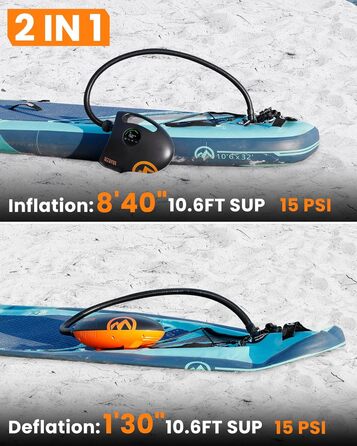 Насос OutdoorMaster Shark 2S для SUP: електричний, 88,8Wh, акумулятор, 20PSI, 8 насадок
