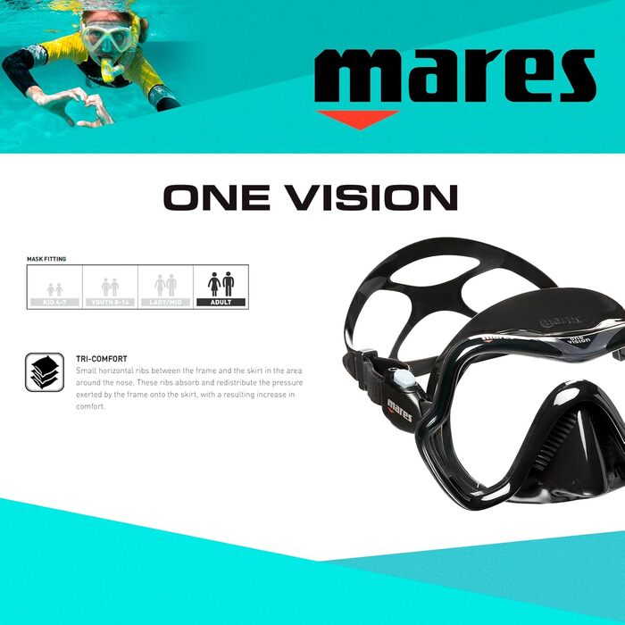 Маска для дайвінгу Mares One Vision 2020 чорна/сіра