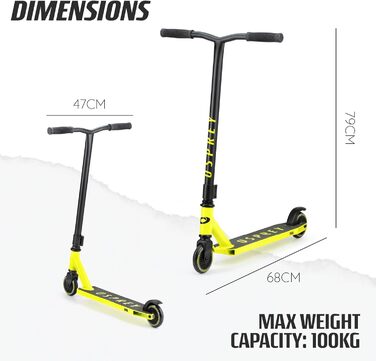 Самокат трюковий Osprey Stunt Pro 360° для дітей та дорослих, жовтий, з підшипниками ABEC 5