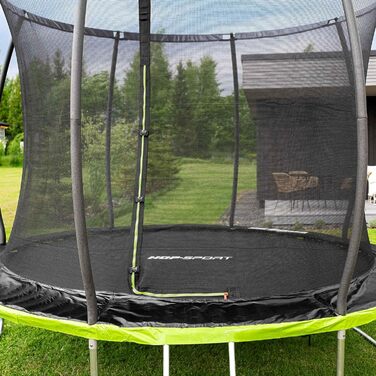 Трамплін Hop-Sport Outdoor – діаметр 244/305/366/427/488 см. Комплект з захисним сіткою, вигнутими ніжками та сертифікатами безпеки. З драбиною та захисним бордюром.