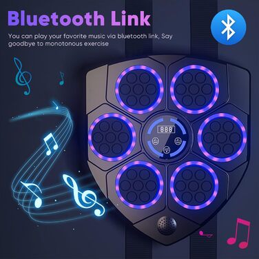 Музична боксерська машина Smart з LED, електронна музична боксерська груша з рукавичками, 9 швидкостей, 9 режимів тренування, автоматичний підрахунок для дорослих і дітей