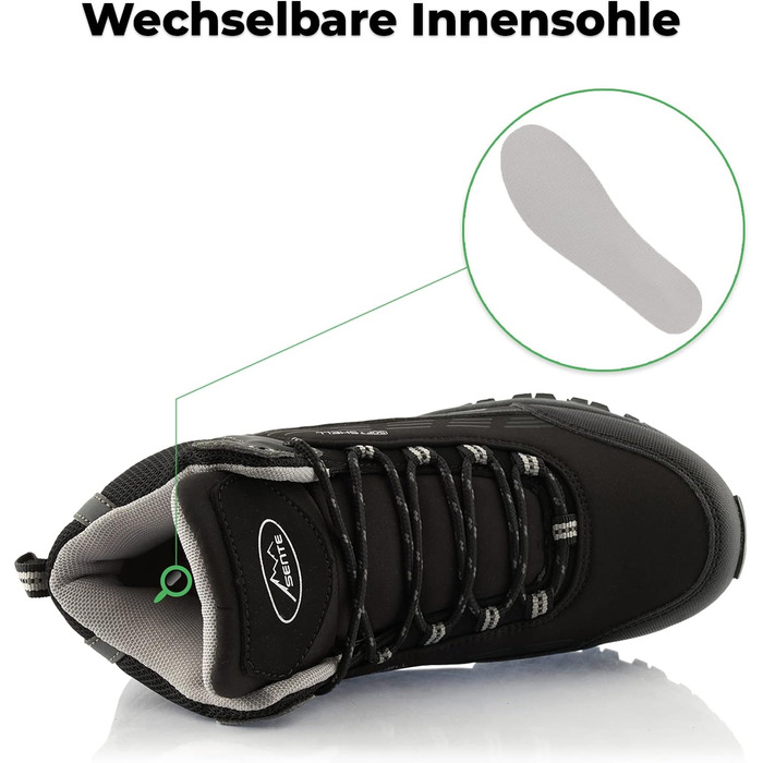 Черевики для ходьби жіночі та чоловічі, водонепроникні зимові черевики (36 EU, чорний, сірий)