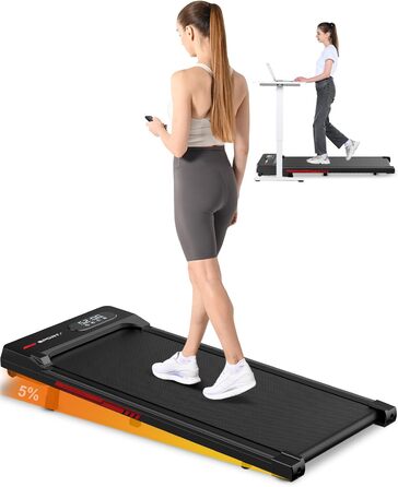 Walking Pad для дому HomeFitnessCode: електричний біговий килимок з нахилом, 1-8 км/год, чорно-червоний