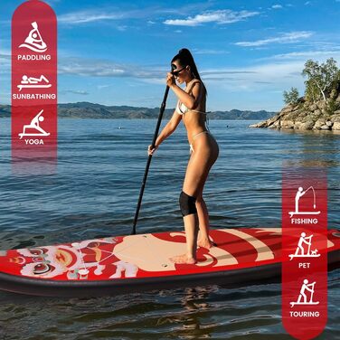 Надувна SUP-дошка FEATH-R-LITE 11' для дорослих з ручним насосом, веслом 2 в 1, сидінням, фіксатором, сухим мішком і водонепроникним чохлом для телефону, універсальна дошка для веслування стоячи