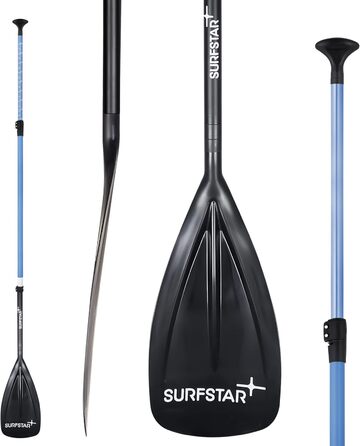 SUP весло Surfstar з фібергласу, плаваюче, 3-секційне, регульоване, довжина 180-220 см, синє, весло для сапборда з нейлоновим лезом