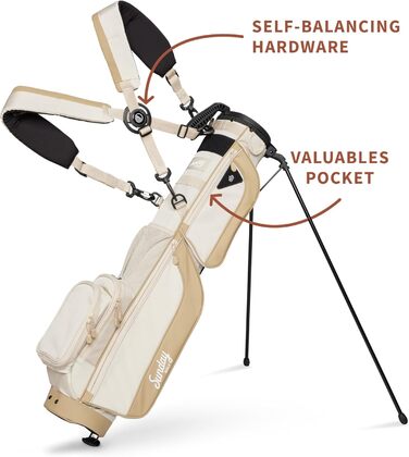 Гольф сумка Sunday Golf Loma XL: легка, з ременем та стійкою – для пітч-н-пут, Par 3 та Executive курсів