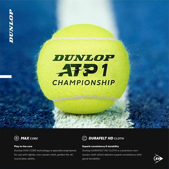 Тенісні м'ячі DUNLOP ATP Championship Regular Duty у кейсі