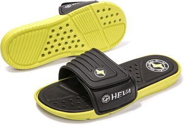 HEVA Шльпанці чоловічі літні сандалі (45 EU, чорний/лимонний)
