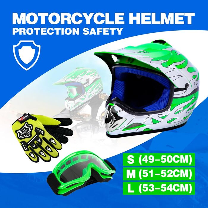 Шолом Samger DOT для дітей та молоді, Off Road, Motocross, Dirt Bike, ATV, мотоцикл, комплект з рукавичками та окулярами