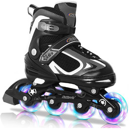 Роликові ковзани Nattork для дітей з підсвічуванням коліс, чорні (27-31)