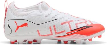 Дитячі футбольні бутси PUMA Ultra 5 Match Mg Jr - біло-чорні з червоними світловідбивачами (32 EU)