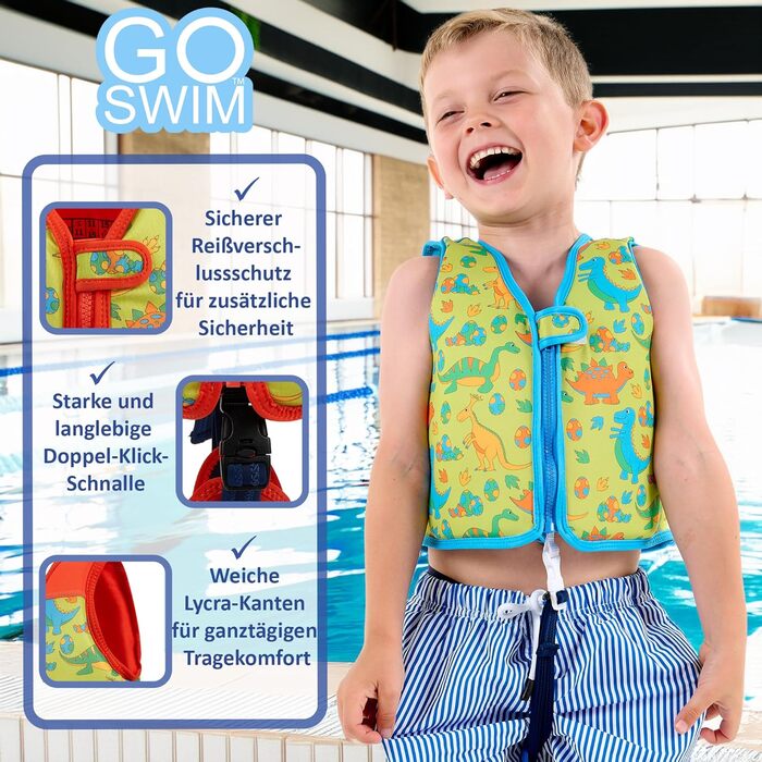 Дитячий жилет для плавання Go Swim Fab Flamingos L (3-6 років, 19-30 кг) з безкоштовною сумкою для плавання