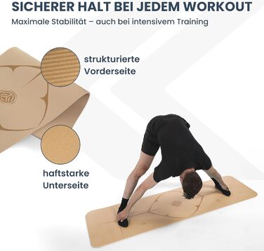 Йога мат для занять йогою, пілатесом та силовим тренуванням – німецької розробки, з антиковзаючим покриттям, для захисту суглобів, 2 товщини (1,0 та 1,5 см), м'яка спортивна мат, коричнева