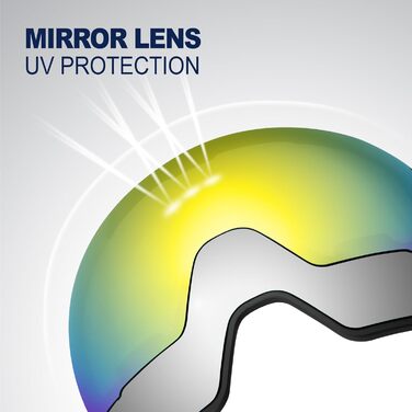 Одоланд Скі-маска сноуборд маска для жінок та чоловіків з 2 магнітними змінними лінзами та чохлом, проти запотівання, захист від УФ-випромінювання, сумісна зі шоломом для хлопчиків та жінок, чоловіків для сноубордингу та катання на лижах (Золотий (VLT 15%